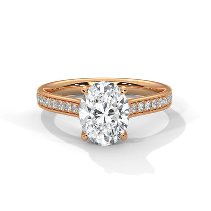 Oval Accented Lab Grown Diamond Engagement Ring