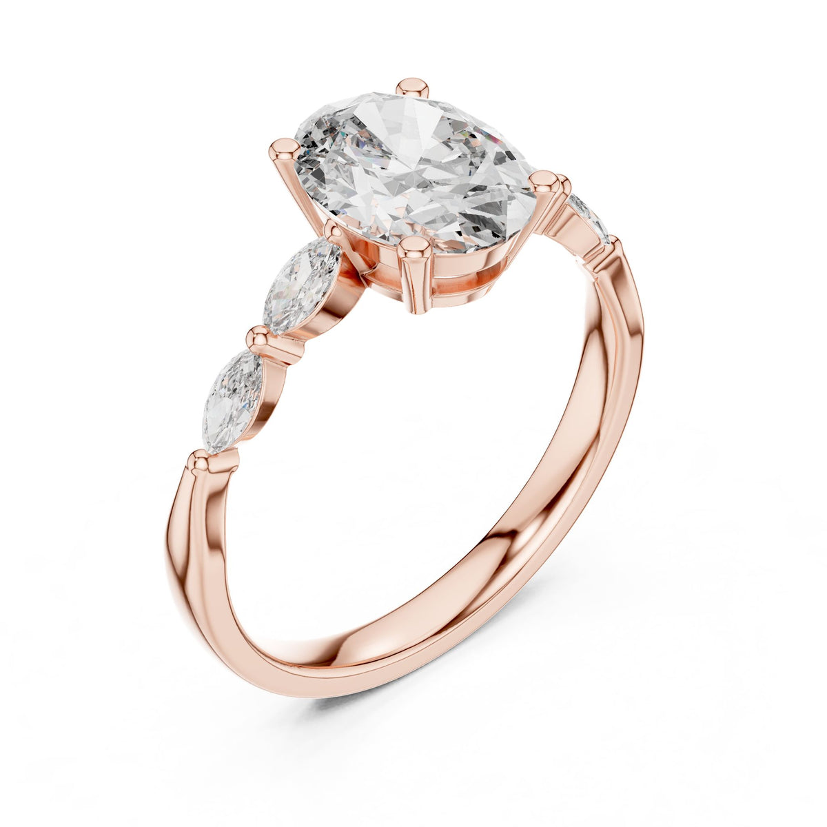Oval Accented Lab Grown Diamond Engagement Ring