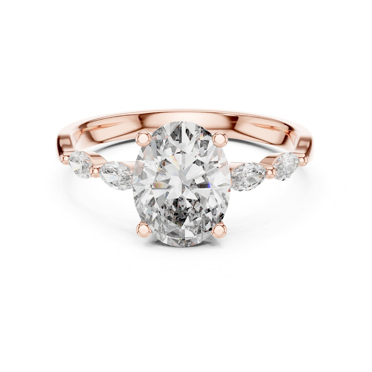 Oval Accented Lab Grown Diamond Engagement Ring