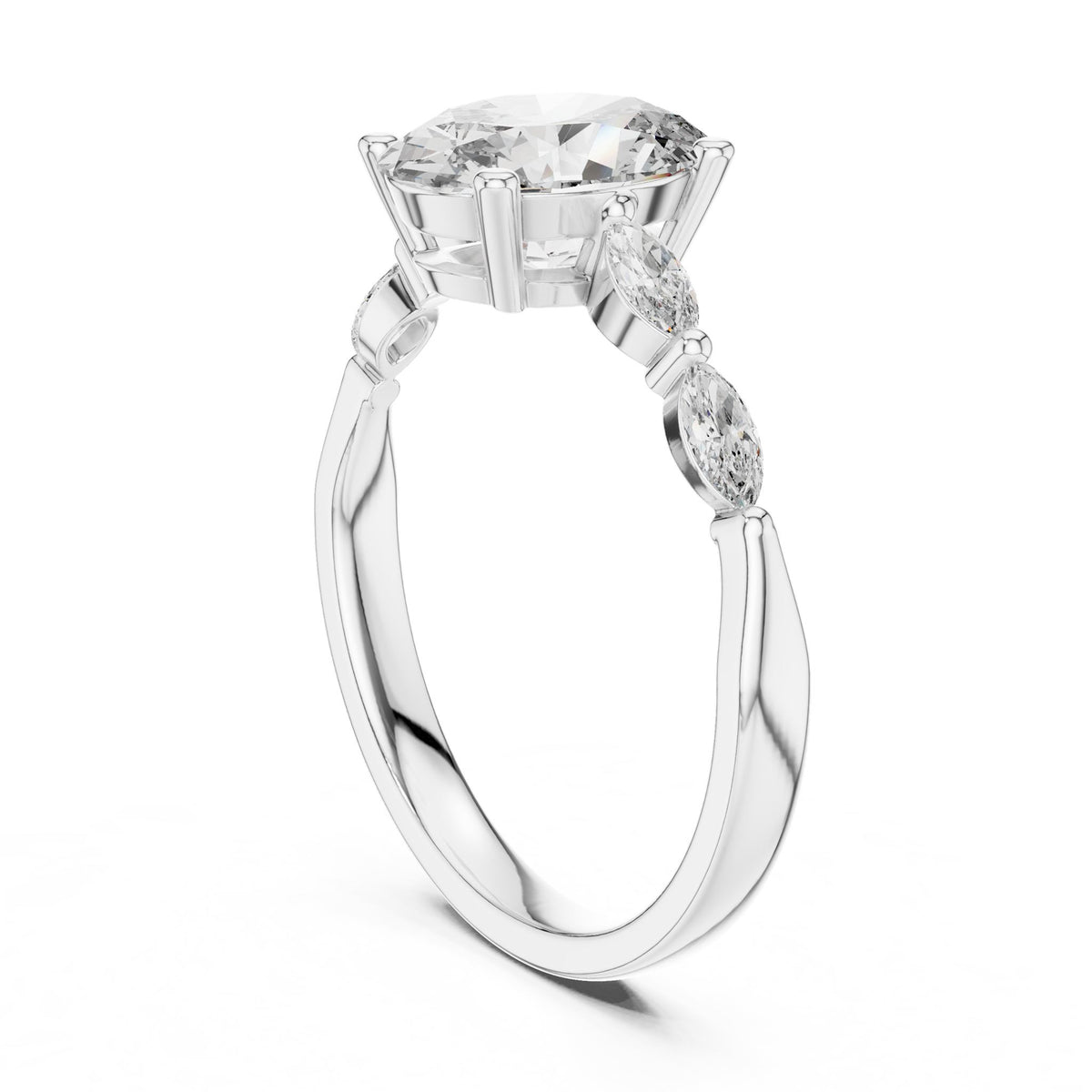 Oval Accented Lab Grown Diamond Engagement Ring