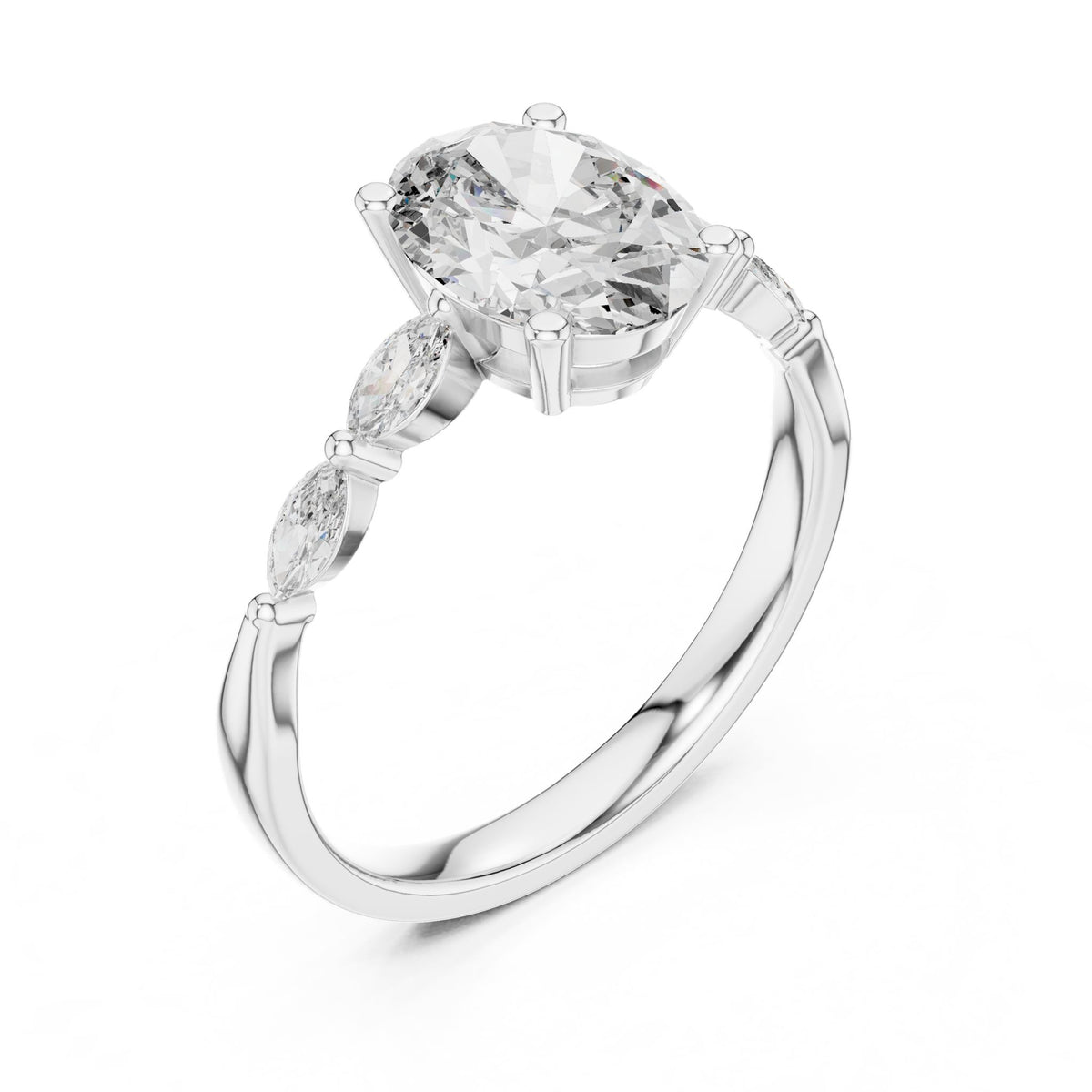 Oval Accented Lab Grown Diamond Engagement Ring