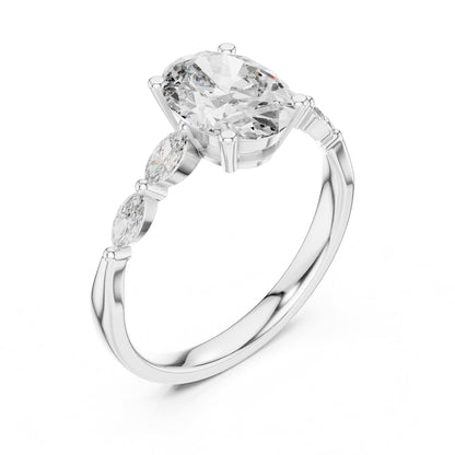 Oval Accented Lab Grown Diamond Engagement Ring