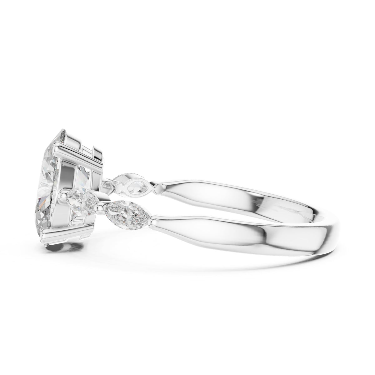 Oval Accented Lab Grown Diamond Engagement Ring