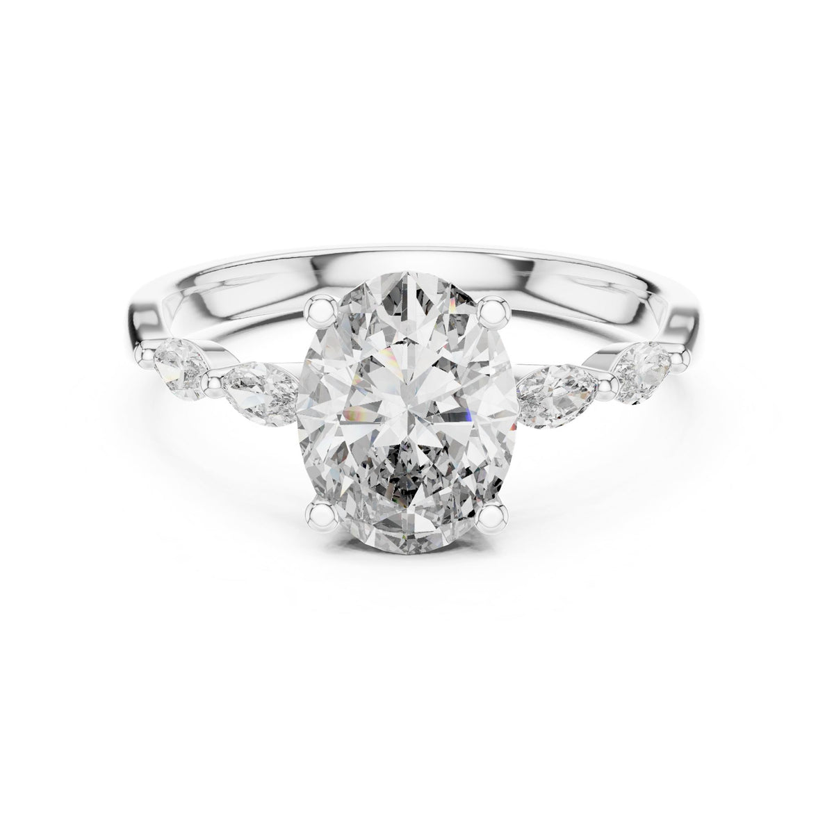 Oval Accented Lab Grown Diamond Engagement Ring