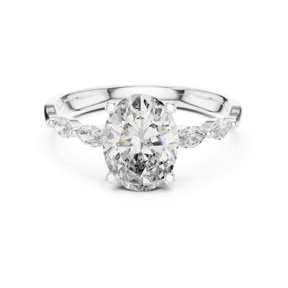 Oval Accented Lab Grown Diamond Engagement Ring