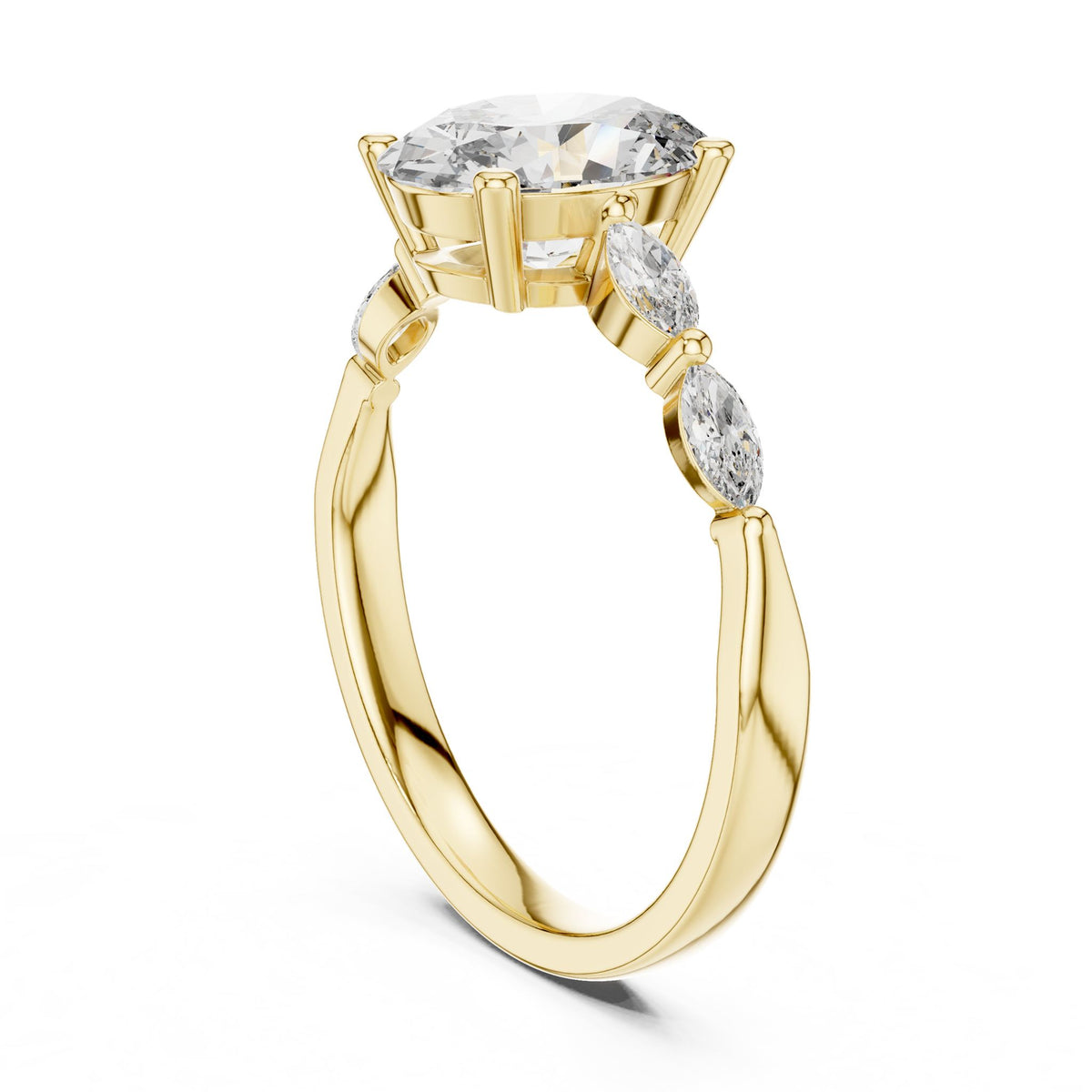 Oval Accented Lab Grown Diamond Engagement Ring