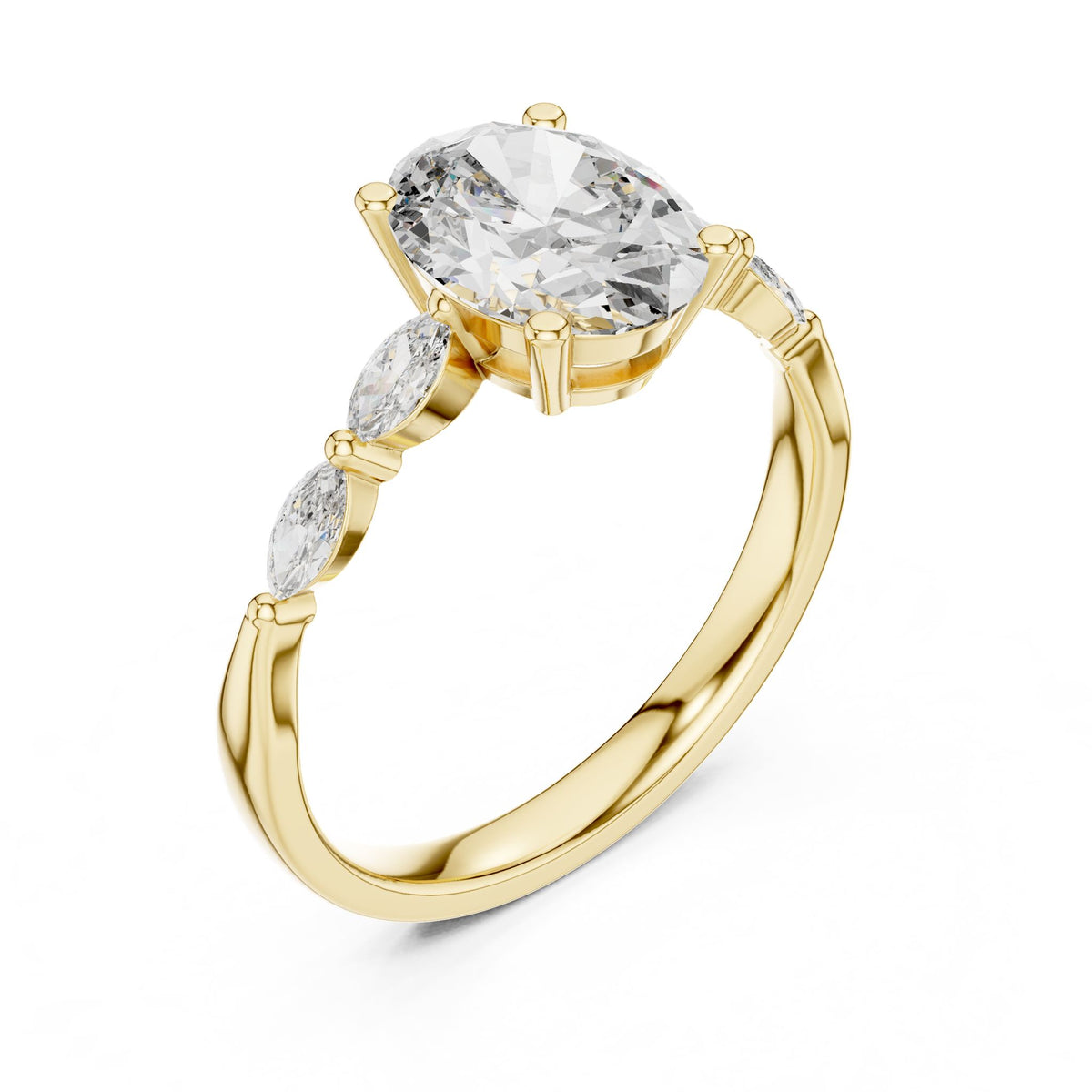 Oval Accented Lab Grown Diamond Engagement Ring