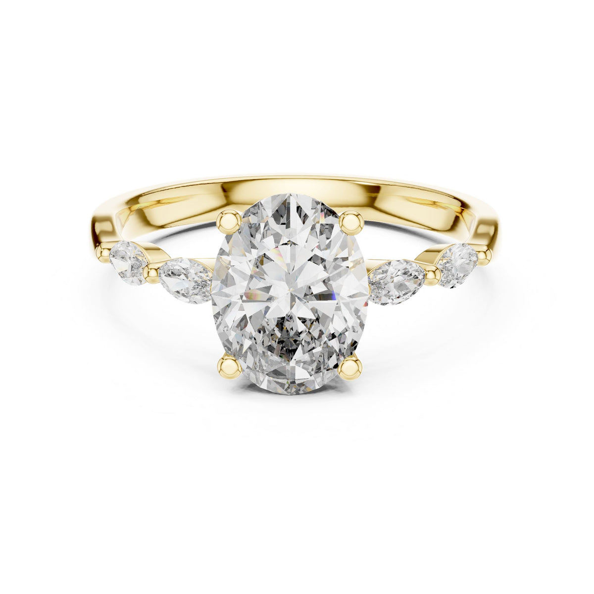 Oval Accented Lab Grown Diamond Engagement Ring