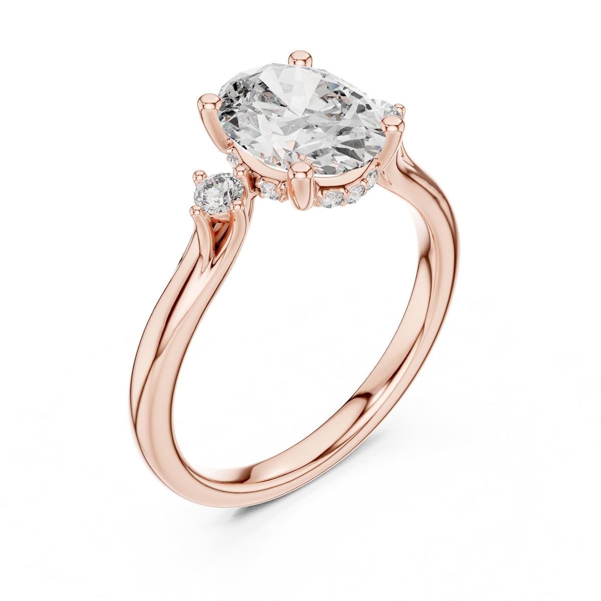 Oval Accented Lab Grown Diamond Engagement Ring