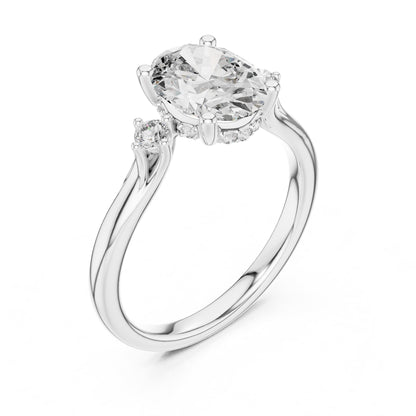 Oval Accented Lab Grown Diamond Engagement Ring