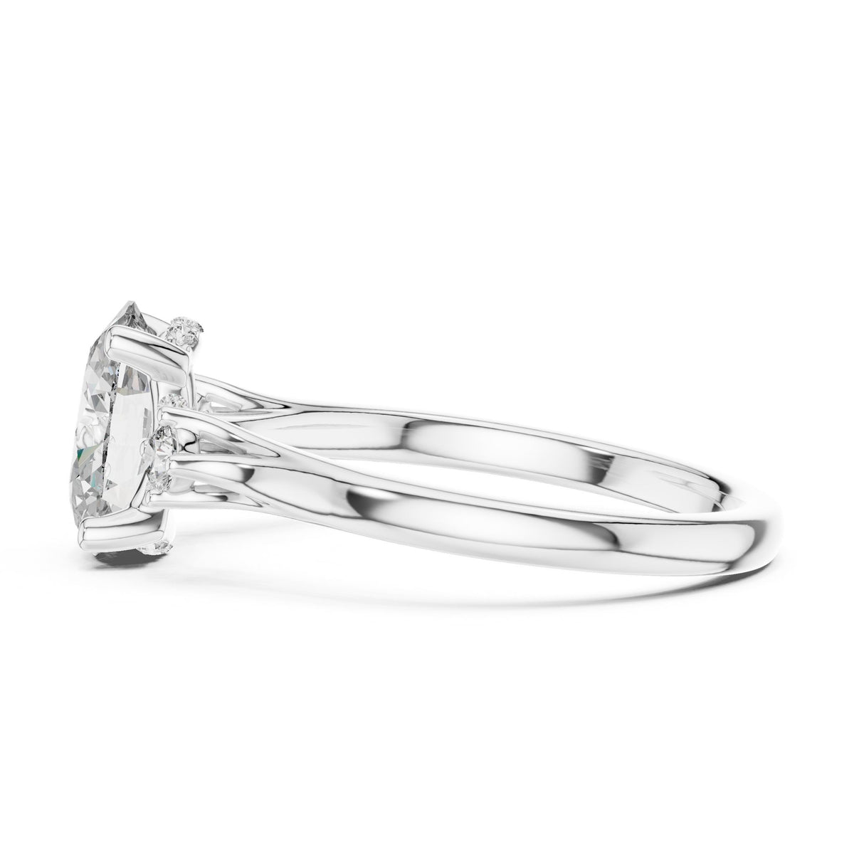 Oval Accented Lab Grown Diamond Engagement Ring
