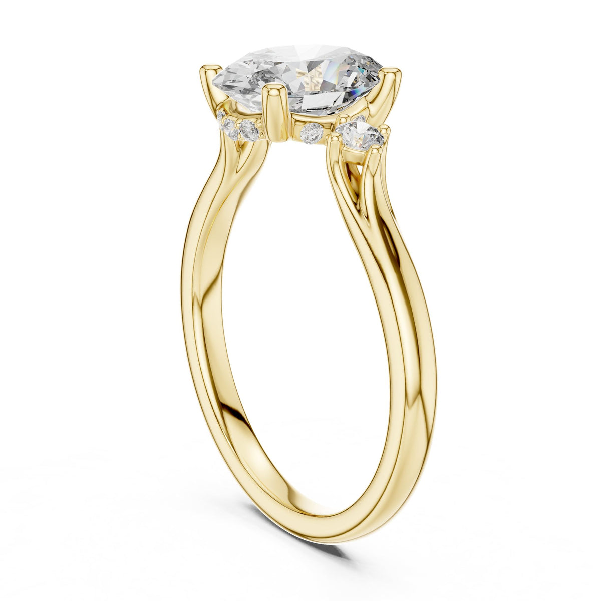 Oval Accented Lab Grown Diamond Engagement Ring