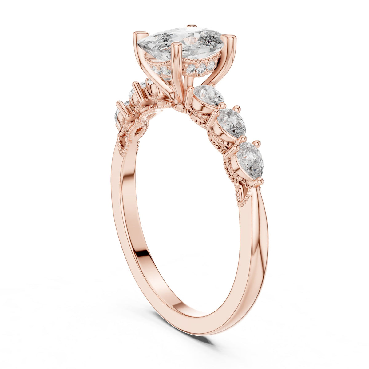 Oval Accented Lab Grown Diamond Engagement Ring