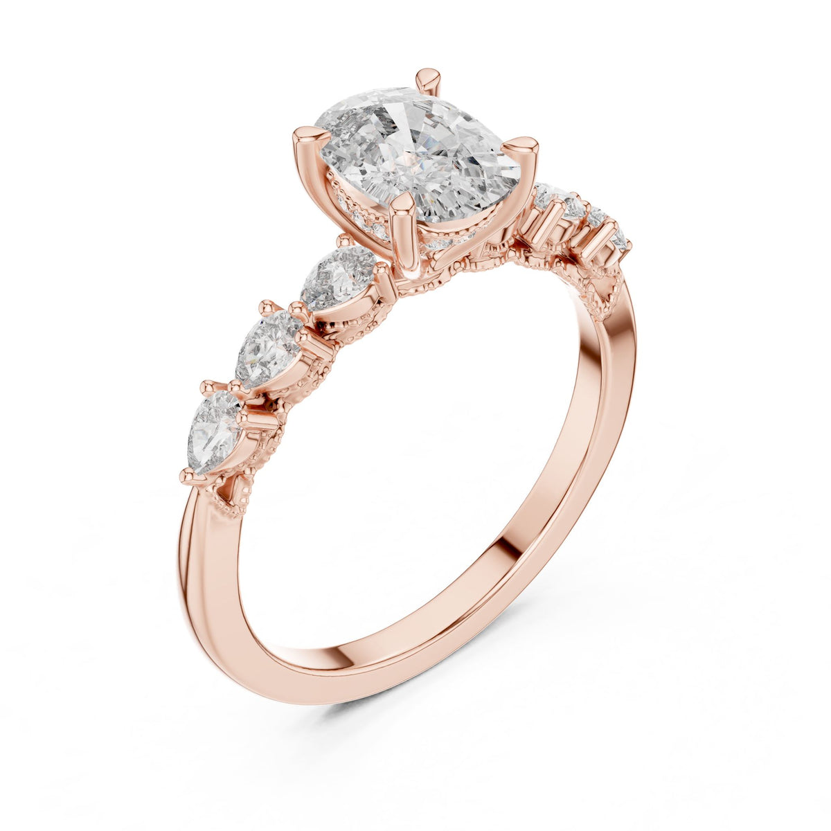 Oval Accented Lab Grown Diamond Engagement Ring
