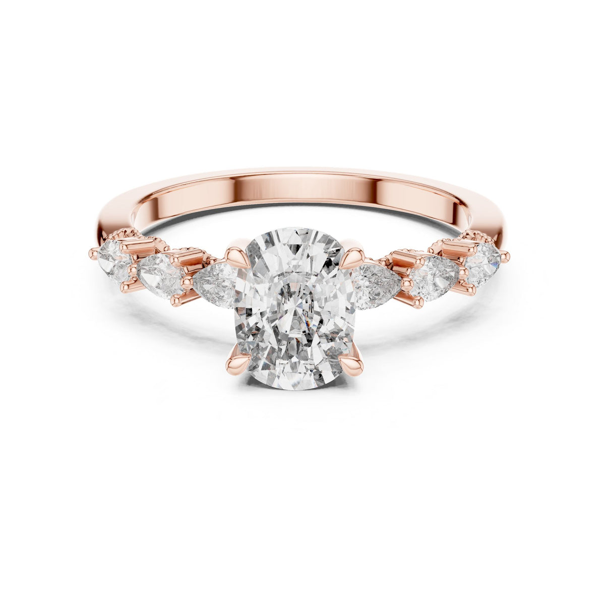 Oval Accented Lab Grown Diamond Engagement Ring