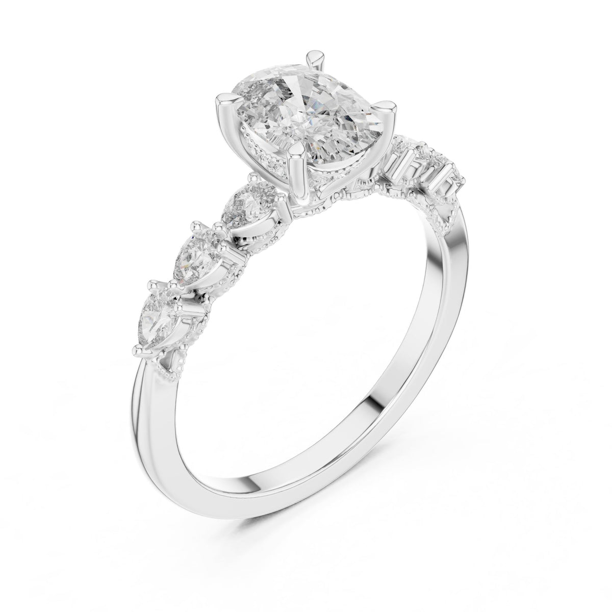 Oval Accented Lab Grown Diamond Engagement Ring