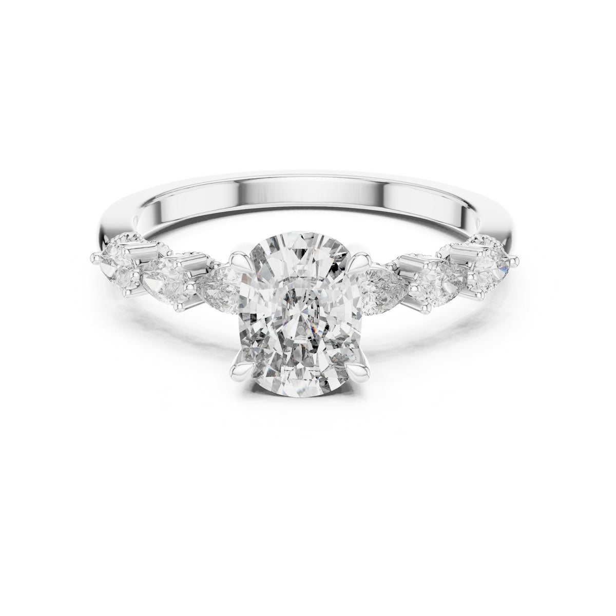 Oval Accented Lab Grown Diamond Engagement Ring