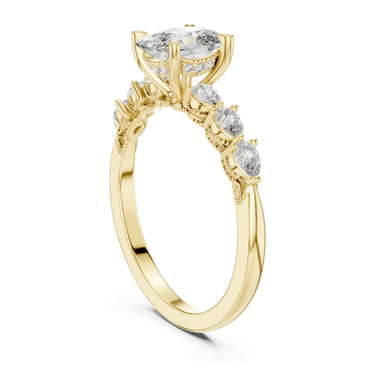 Oval Accented Lab Grown Diamond Engagement Ring