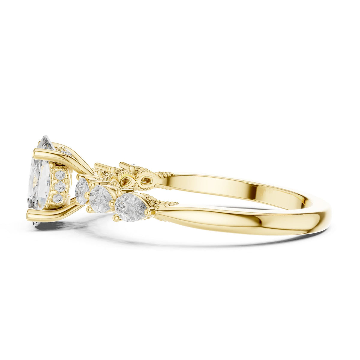 Oval Accented Lab Grown Diamond Engagement Ring