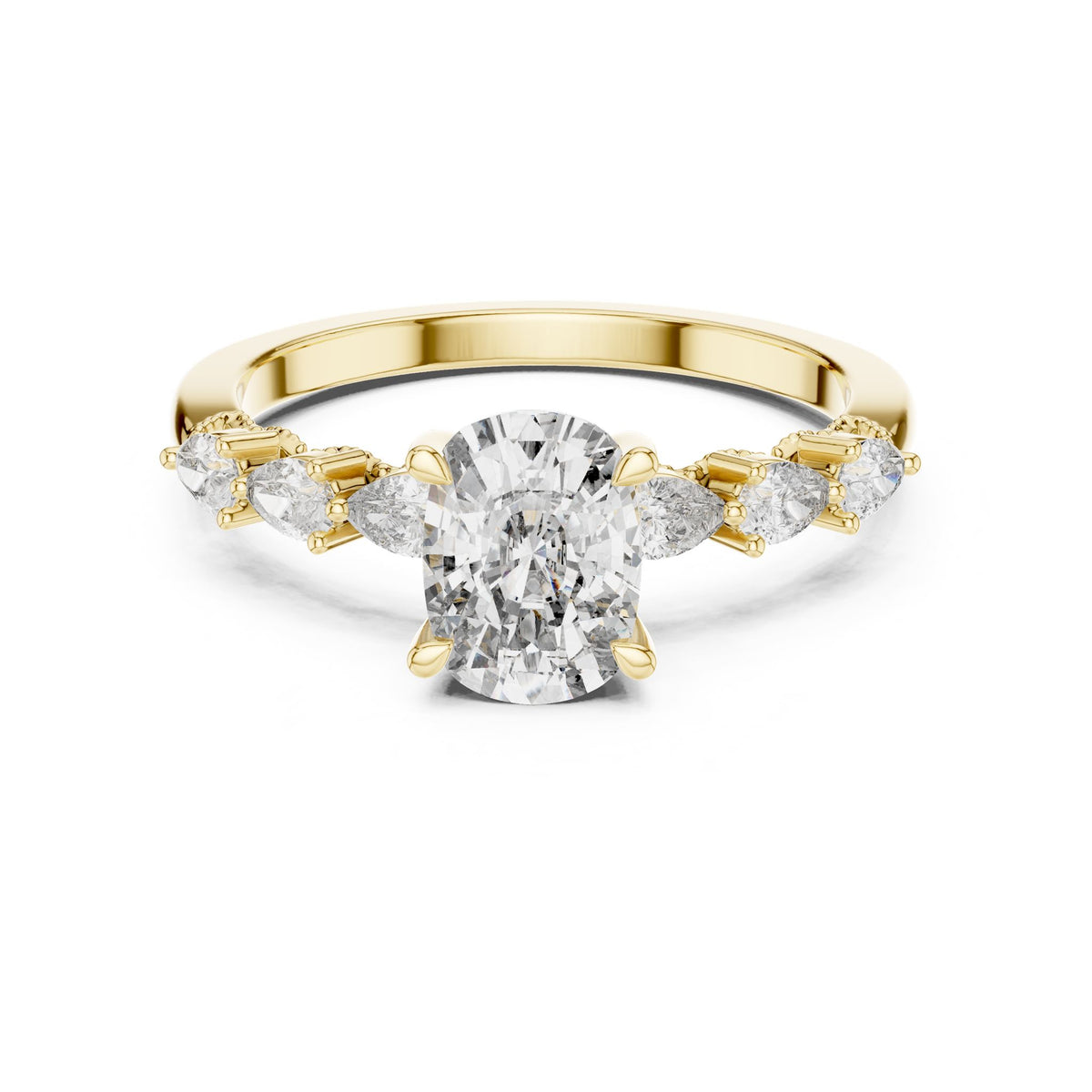 Oval Accented Lab Grown Diamond Engagement Ring