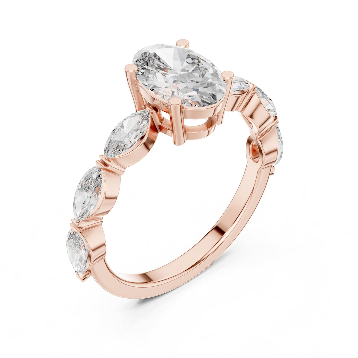 Oval Accented Lab Grown Diamond Engagement Ring