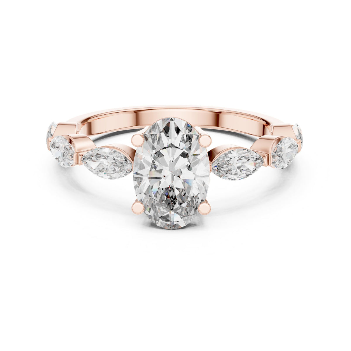 Oval Accented Lab Grown Diamond Engagement Ring