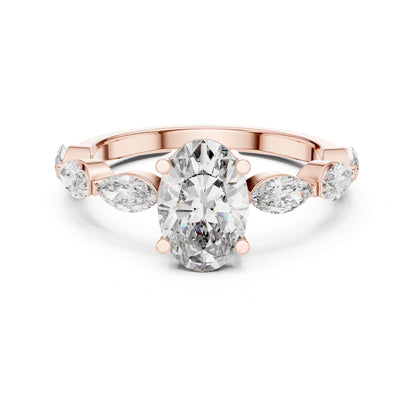 Oval Accented Lab Grown Diamond Engagement Ring
