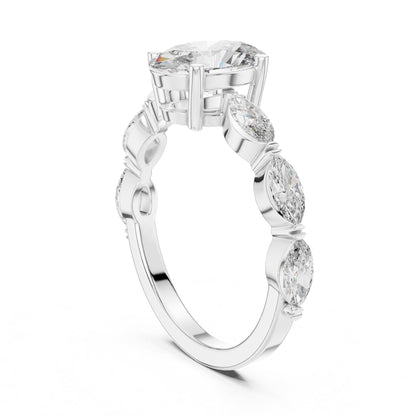Oval Accented Lab Grown Diamond Engagement Ring