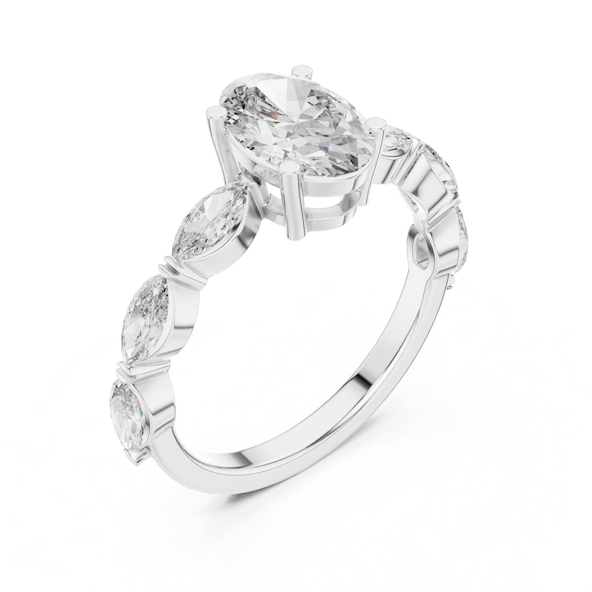 Oval Accented Lab Grown Diamond Engagement Ring