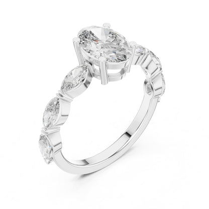 Oval Accented Lab Grown Diamond Engagement Ring