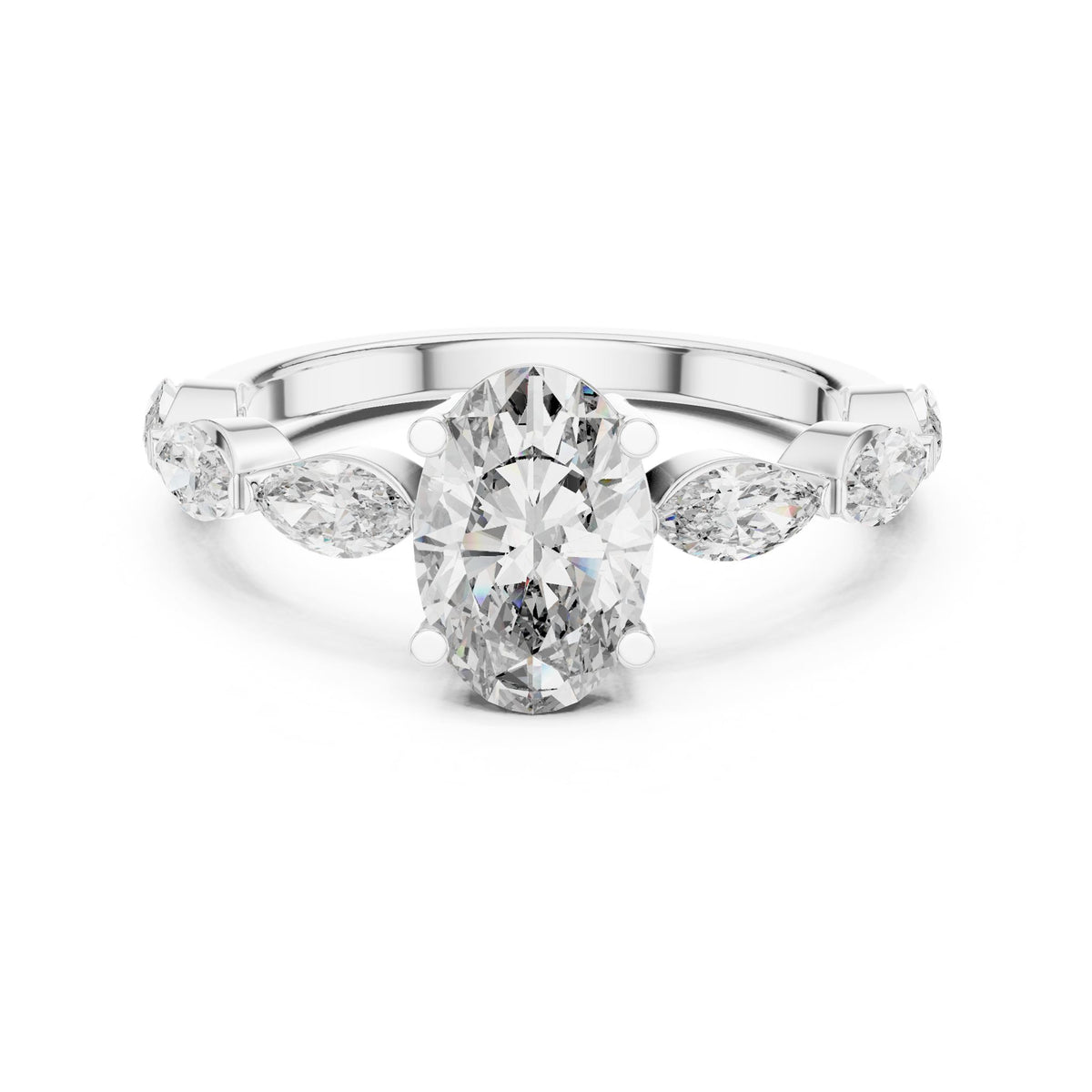 Oval Accented Lab Grown Diamond Engagement Ring