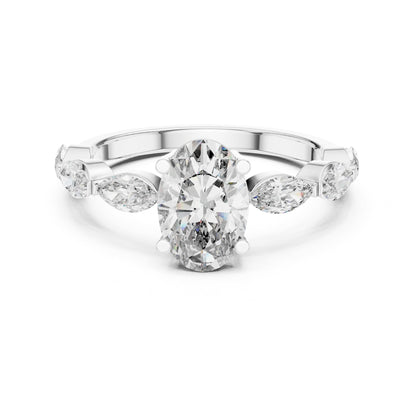 Oval Accented Lab Grown Diamond Engagement Ring