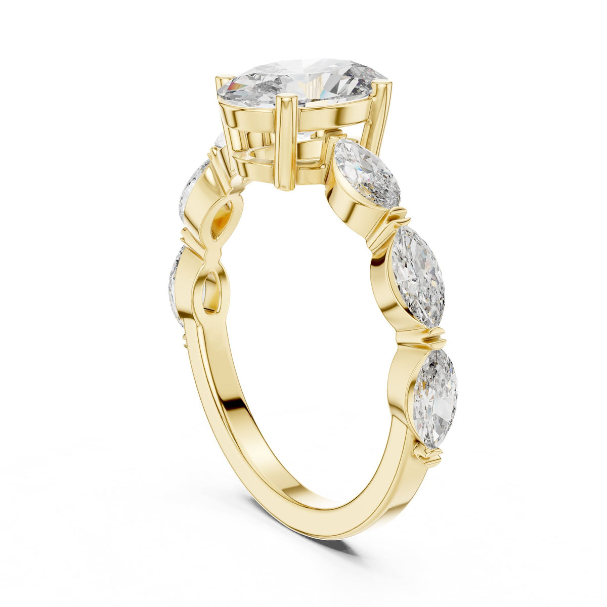 Oval Accented Lab Grown Diamond Engagement Ring