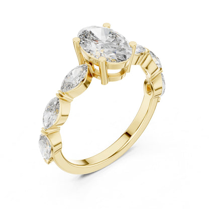 Oval Accented Lab Grown Diamond Engagement Ring