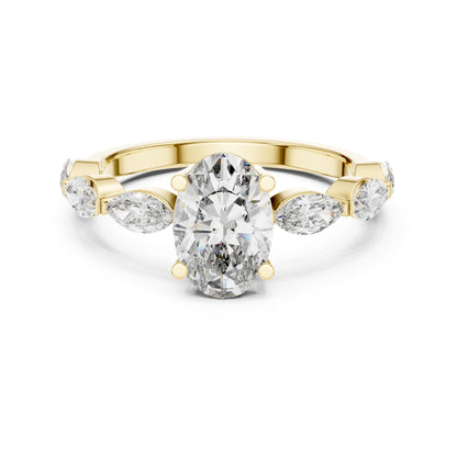 Oval Accented Lab Grown Diamond Engagement Ring
