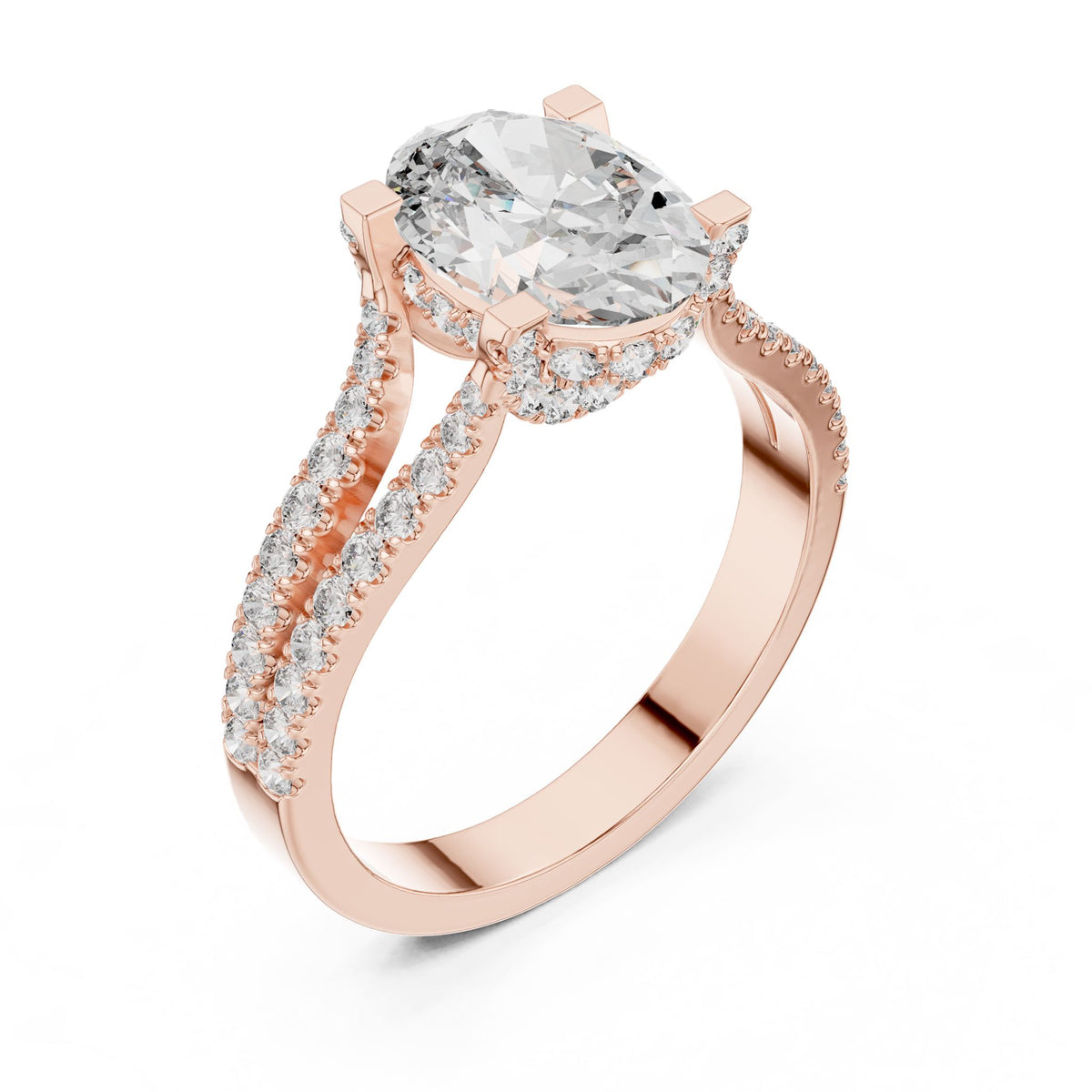 Oval Accented Lab Grown Diamond Engagement Ring