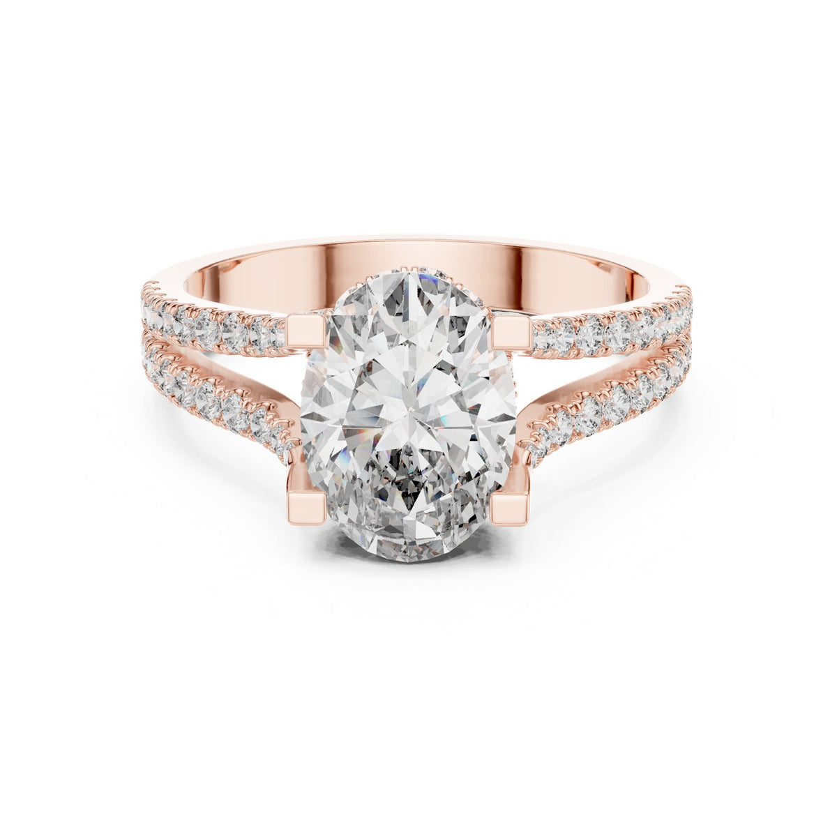 Oval Accented Lab Grown Diamond Engagement Ring
