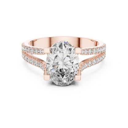 Oval Accented Lab Grown Diamond Engagement Ring