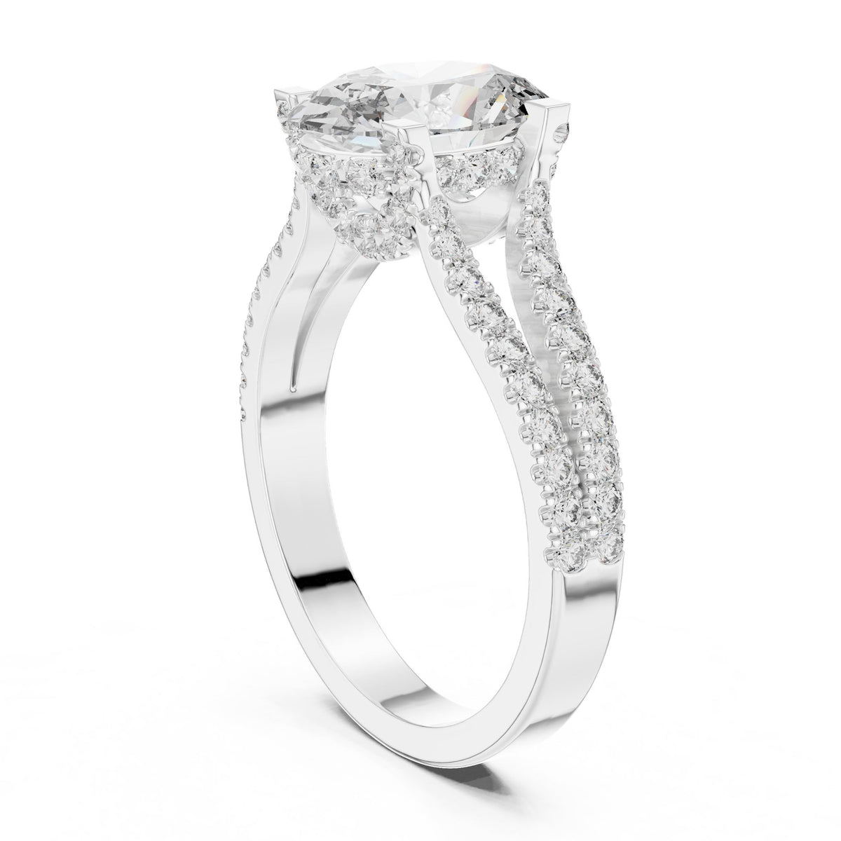 Oval Accented Lab Grown Diamond Engagement Ring
