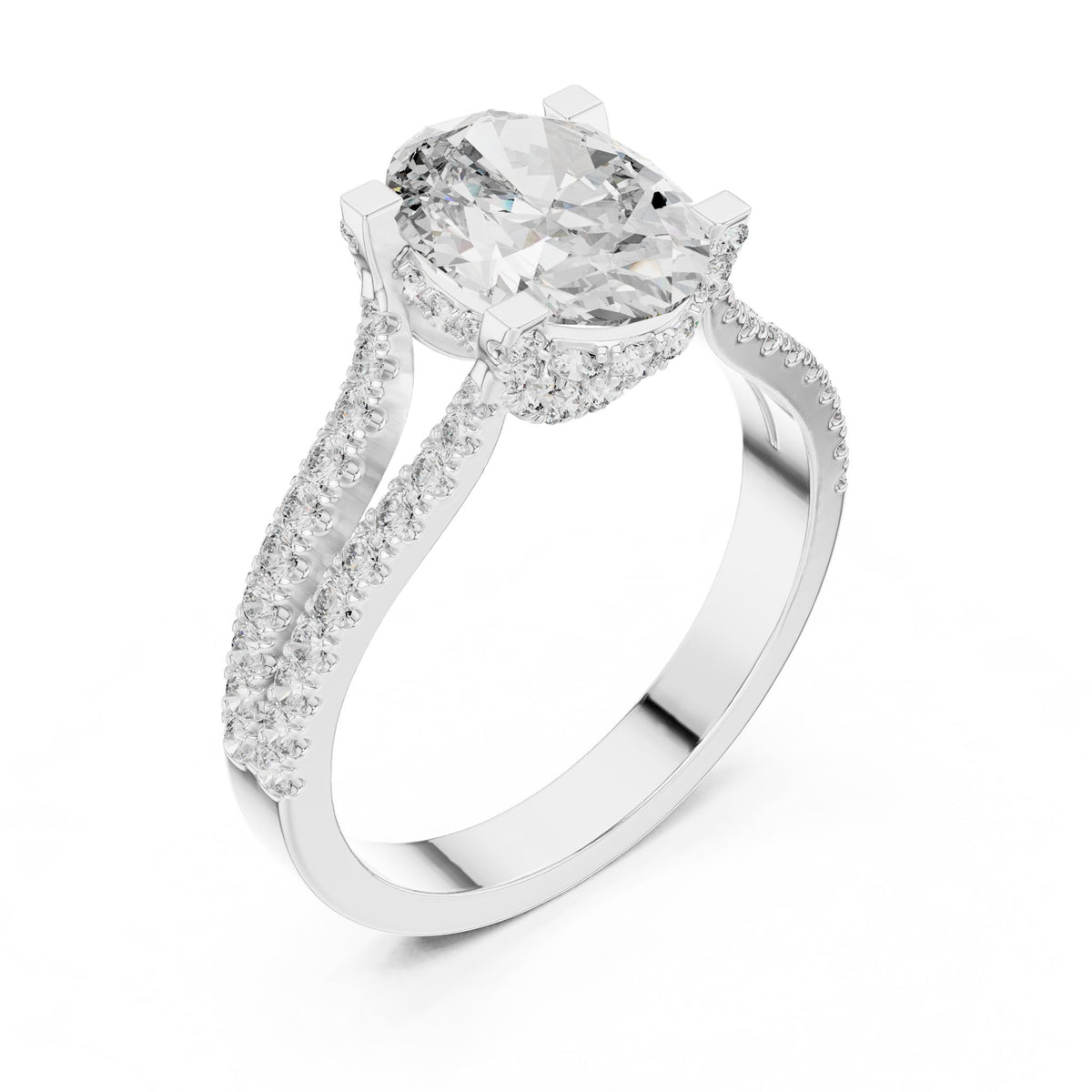 Oval Accented Lab Grown Diamond Engagement Ring
