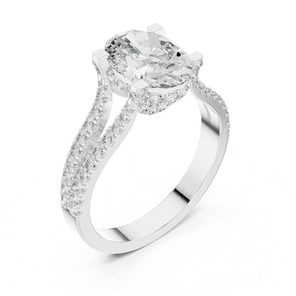 Oval Accented Lab Grown Diamond Engagement Ring