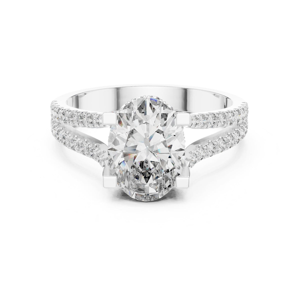 Oval Accented Lab Grown Diamond Engagement Ring