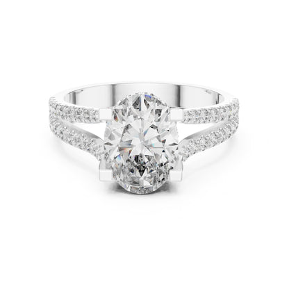 Oval Accented Lab Grown Diamond Engagement Ring