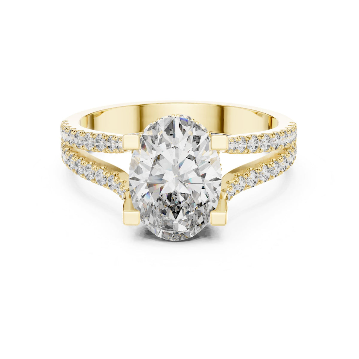Oval Accented Lab Grown Diamond Engagement Ring