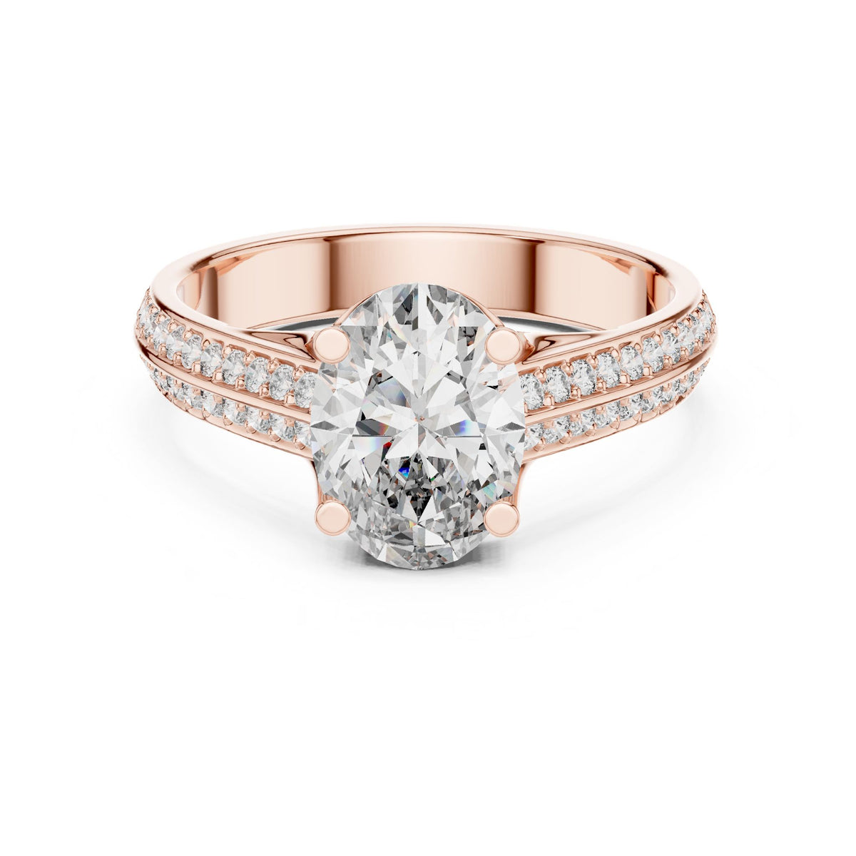 Oval Accented Lab Grown Diamond Engagement Ring