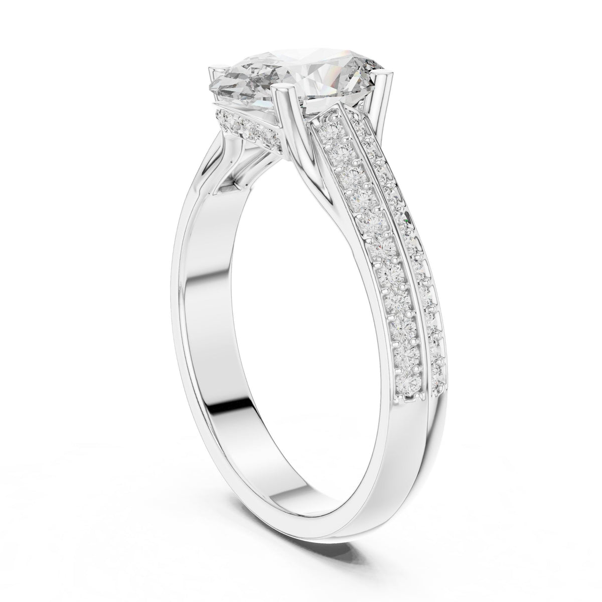 Oval Accented Lab Grown Diamond Engagement Ring