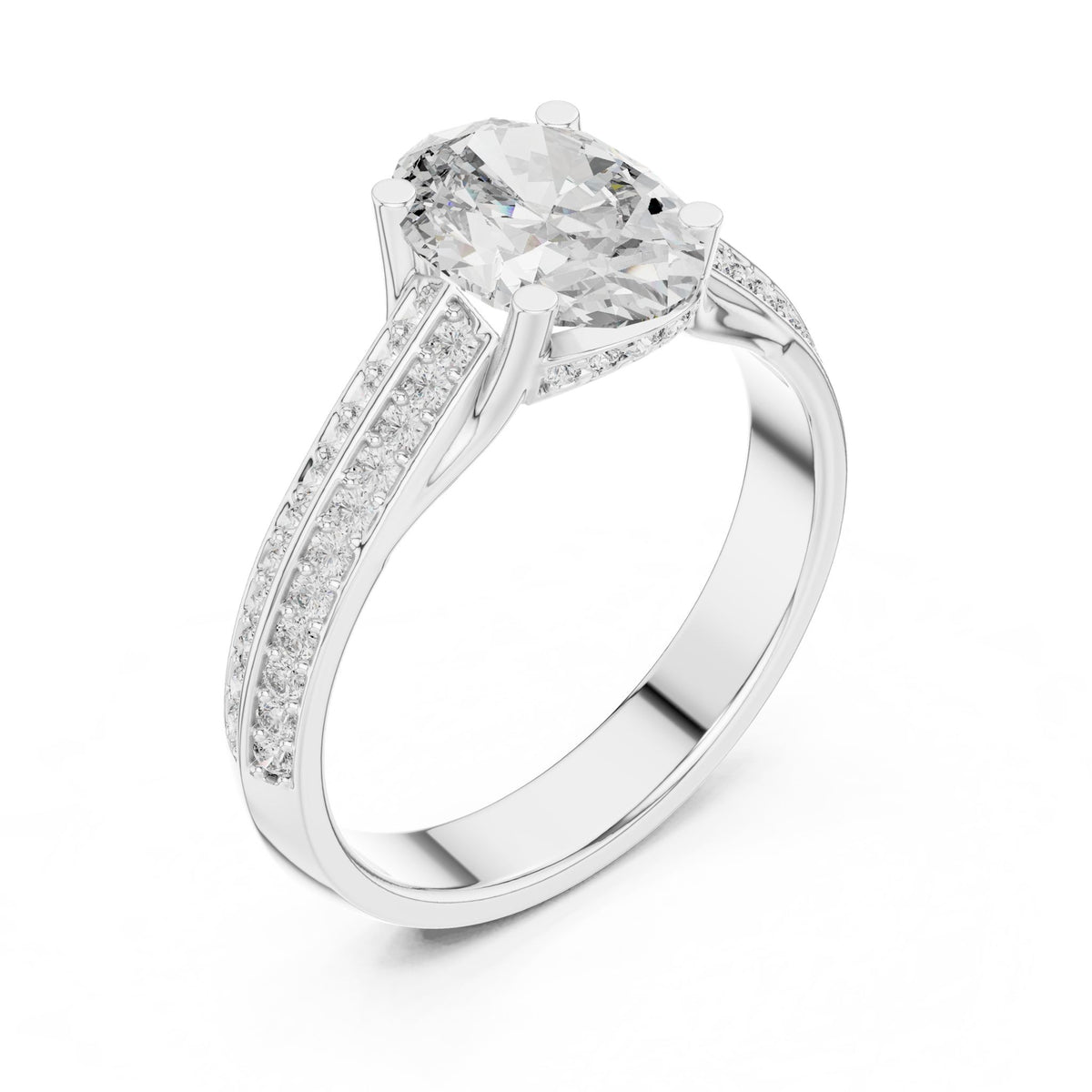Oval Accented Lab Grown Diamond Engagement Ring
