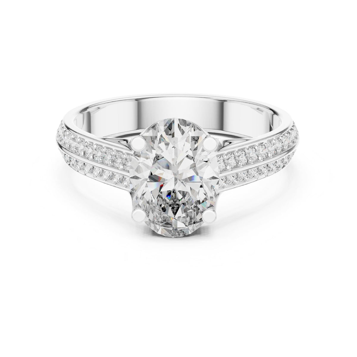 Oval Accented Lab Grown Diamond Engagement Ring