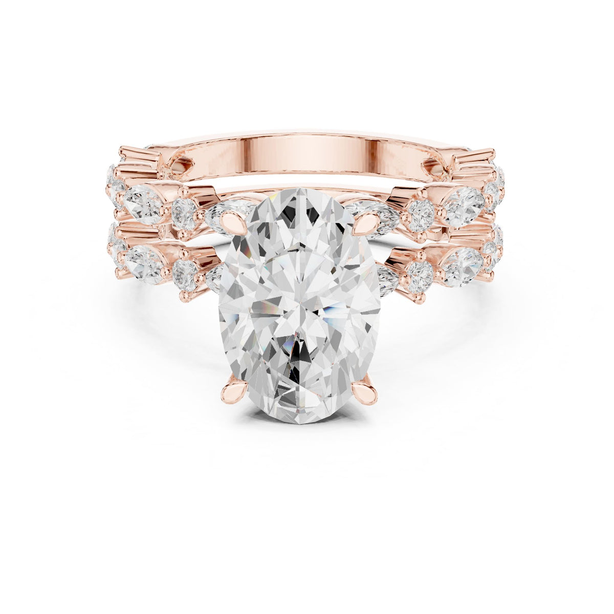 Oval Accented Lab Grown Diamond Engagement Ring