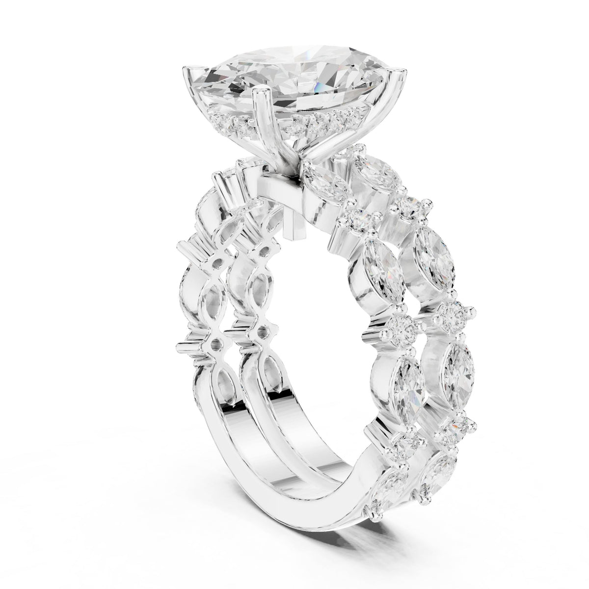 Oval Accented Lab Grown Diamond Engagement Ring
